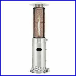 41000 BTU Patio Heaters Stainless Steel Round Propane Glass Tube Flame WithWheels