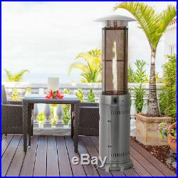 41000 BTU Patio Heaters Stainless Steel Round Propane Glass Tube Flame WithWheels