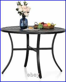 42'' Patio Table Round Dining Table Patio Tables for Garden Party Yard Black