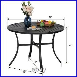 42'' Patio Table Round Dining Table Patio Tables for Garden Party Yard Black