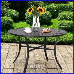 42inch 6 Person Outdoor Dining Table Round Patio Metal Table with Umbrella Hole
