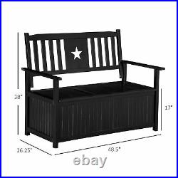 43 Gallon Outdoor Bench with Storage Loveseat for Garden Tools Toys, Black