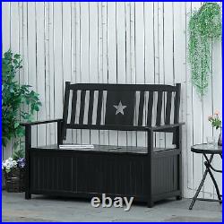 43 Gallon Outdoor Bench with Storage Loveseat for Garden Tools Toys, Black
