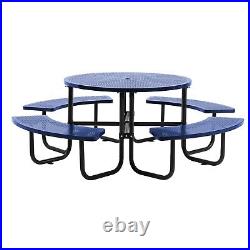 46 Round Perforated Metal Outdoor Picnic Table with Umbrella Hole