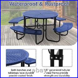 46 Round Perforated Metal Outdoor Picnic Table with Umbrella Hole