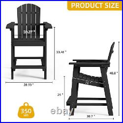 48.8 inch Tall Adirondack Chair Outdoor Bar Stools with Footrest Patio Lawn Seat