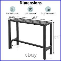 48 Outdoor Metal Bar Table Patio Rectangular Counter Height Dining Table Black