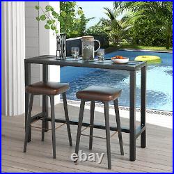48 Outdoor Metal Bar Table Patio Rectangular Counter Height Dining Table Black