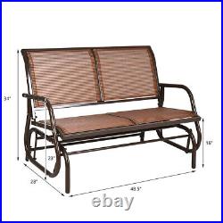 48 Outdoor Patio Swing Glider Bench Chair Loveseat Lounge Backyard Brown