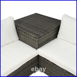 4PCS Cushioned PE Rattan Wicker Sectional Sofa Set Garden Patio Furniture Set