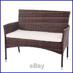 4PCS Outdoor Patio PE Rattan Wicker Table Shelf Sofa Furniture Set With Cushion