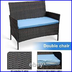 4PCS Outdoor Patio Rattan Wicker Table Sofa Furniture Set +/w Cushions