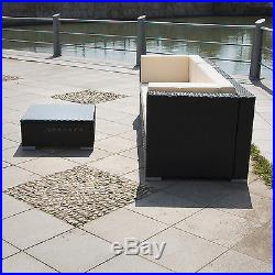 4PCS Outdoor Rattan Wicker Patio Sofa Set Yard Garden Table Sofa withCushioned