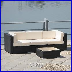 4PCS Patio Furniture Rattan Wicker Sectional Sofa Chair Couch Set Deluxe Outdoor