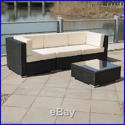 4PCS Patio Furniture Rattan Wicker Sectional Sofa Chair Couch Set Deluxe Outdoor