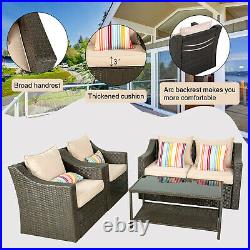 4PCS Patio Furniture Set Outdoor Garden Cushions Rattan Chair Sectional Sofa New