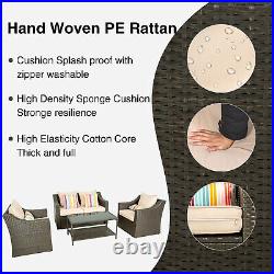 4PCS Patio Furniture Set Outdoor Garden Cushions Rattan Chair Sectional Sofa New