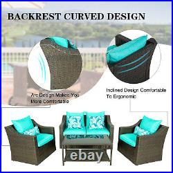 4PCS Patio Furniture Sofa Set Outdoor Garden Cushion Rattan Chair Sectional New