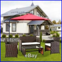 4PCS Patio Outdoor Furniture Set Rattan Garden Seating Wicker Chair with Cushion