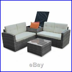 4PCS Patio PE Rattan Chair Wicker Set Sectional Sofa Couch Outdoor Furniture