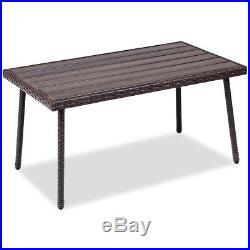 4PCS Patio PE Rattan Wicker Table Sofa Furniture Set Outdoor Garden WithCushions