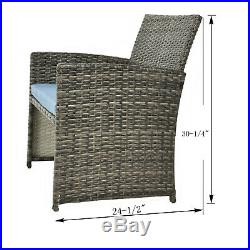 4PCS Patio Sofa Set Outdoor Wicker Furniture Garden Rattan Sectional Blue Set