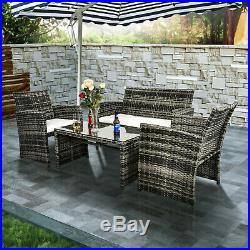 4PCS Patio Sofa Set Outdoor Wicker Furniture Garden Rattan Sectional Set Cushion