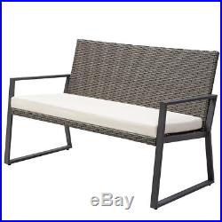4PCS Rattan Patio Furniture Set Wicker Cushioned Seat Sofa Garden Lawn Sofa