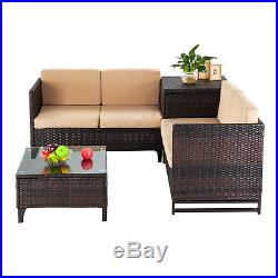 4PCS Rattan Wicker Patio Sofa Cushion Seat Set Furniture Lawn Outdoor Brown NEW