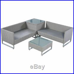 4PCS Rattan Wicker Patio Sofa Cushion Seat Set Furniture Lawn Outdoor Gray NEW