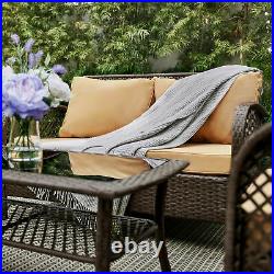 4PCS Rattan Wicker Patio Sofa Deep Cushion Seat Set Furniture Lawn Outdoor Brown