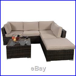 4PCS Wicker Cushioned Patio Rattan Furniture Set Sofa 5 Seat Garden Lawn New