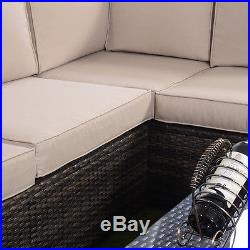 4PCS Wicker Cushioned Patio Rattan Furniture Set Sofa 5 Seat Garden Lawn New