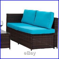 4PC All-Weather Rattan Patio Sofa Furniture Set Storage Table Outdoor Lawn Deck