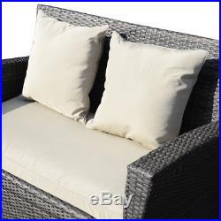 4PC Brown Wicker Cushioned Rattan Patio Set Garden Lawn Sofa Furniture Seat New