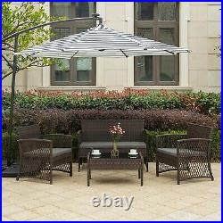 4PC Furniture Patio Outdoor Wicker Rattan Sofa Chair Seat Garden Table Cushion