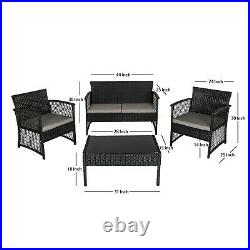 4PC Furniture Wicker Rattan Patio Outdoor Conversation Sofa Set Garden Table