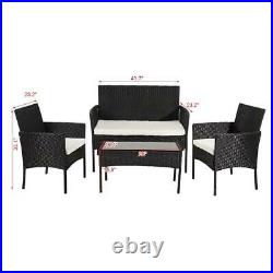 4PC Indoor/Outdoor Patio Lawn Sofa Set Rattan Wicker Furniture Table Cushion New