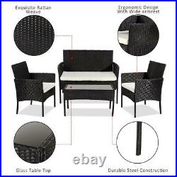 4PC Indoor/Outdoor Patio Lawn Sofa Set Rattan Wicker Furniture Table Cushion New