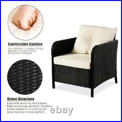 4PC Outdoor Furniture Patio Rattan Wicker Sofa Set Cushioned Couch Garden Black
