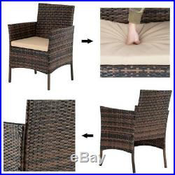4PC Outdoor Patio Lawn Sofa Set Rattan Wicker Furniture Table Cushion Brown