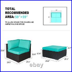 4PC Outdoor Patio Rattan Loveseat Wicker Sofa Cushioned Furniture Set With Ottoman