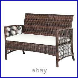 4PC Outdoor Rattan Wicker Sofa Set Sectional Patio Furniture Table Chair