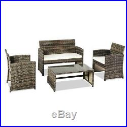 4PC PE Rattan Outdoor Patio Furniture Set Garden Lawn Loveseat Sofa Wicker