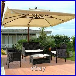 4PC PE Rattan Outdoor Patio Furniture Set Garden Lawn Sofa Wicker Table & Chair