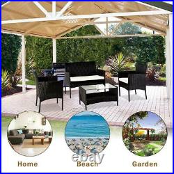 4PC PE Rattan Outdoor Patio Furniture Set Garden Lawn Sofa Wicker Table & Chair