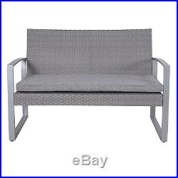 4PC Patio Furniture Set Cushioned Outdoor Wicker Rattan Garden Lawn Sofa