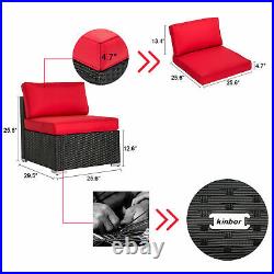 4PC Patio Rattan Wicker Sofa Set Sectional Couch Cushioned Furniture Outdoor