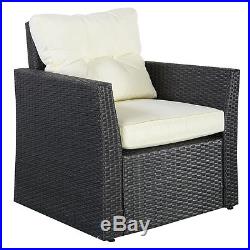 4PC Rattan Sofa Furniture Set Patio Garden Lawn Cushioned Seat Black Wicker New