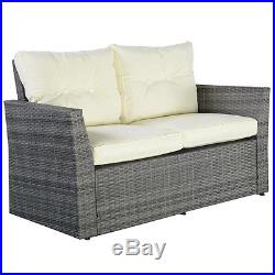4PC Rattan Sofa Furniture Set Patio Garden Lawn Cushioned Seat Gray Wicker New
